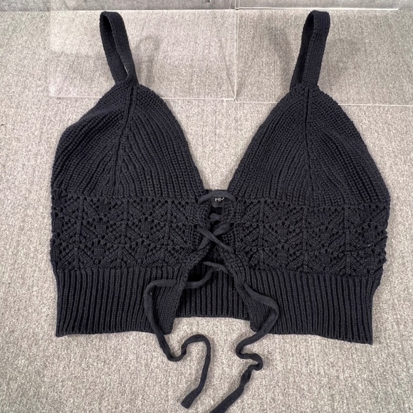 Arden B Lace Up Crochet Corset Crop Tank Top Adjustable No Size Boho Festival - Picture 1 of 9